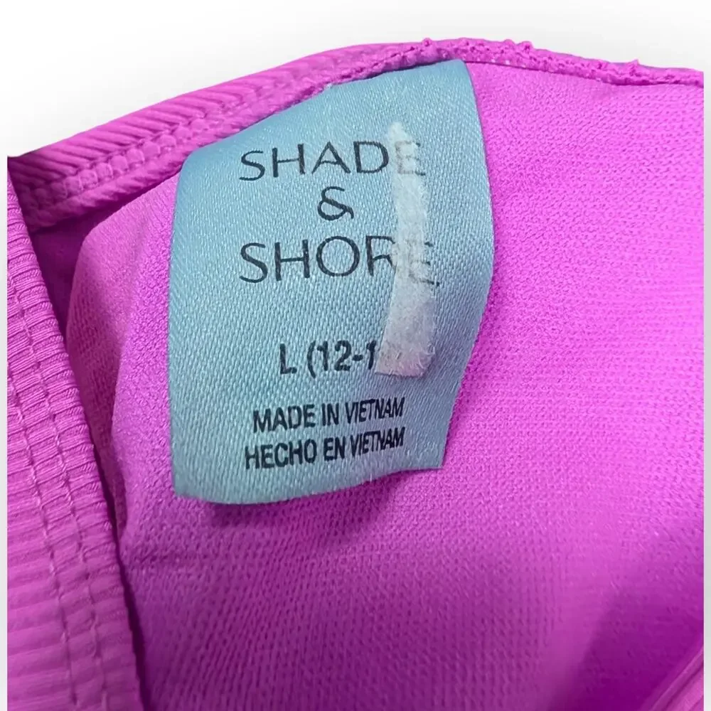 Shade and Shore Pink Ribbed Sporty Triangle Beacg Bikini Top Size Large